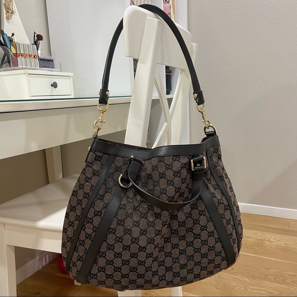 Gucci Brown GG Canvas Convertible Abbey Hobo Bag - Picture 8 of 16